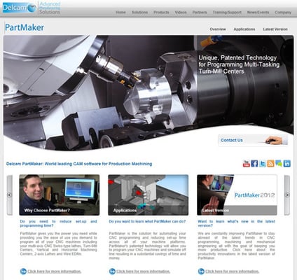 Delcam's new web site for PartMaker CAM system for production machining 