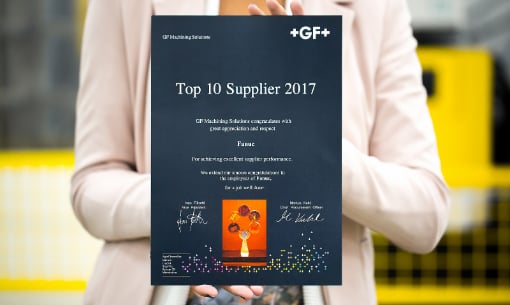 GF Machining Solutions nominates FANUC as one of their top 10 suppliers in 2017